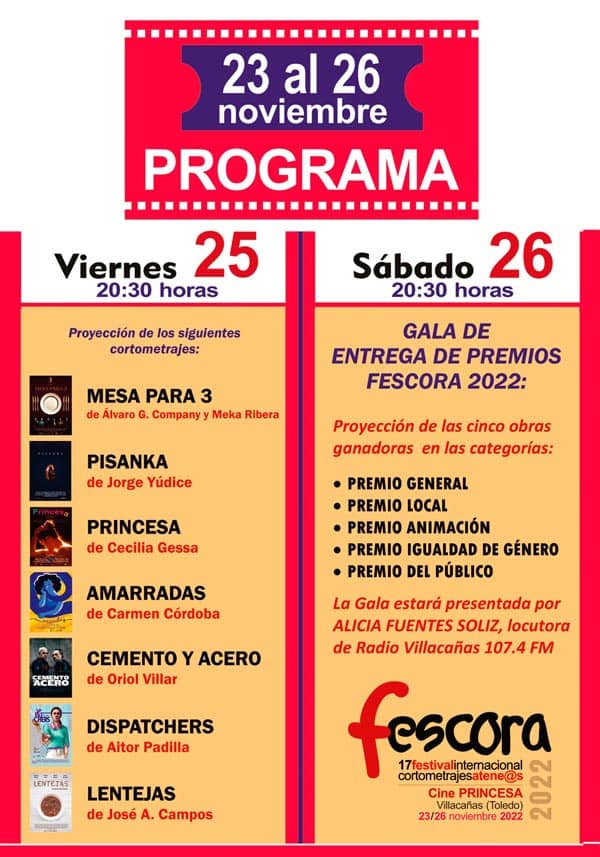 Programación oficial FESCORA 2022
